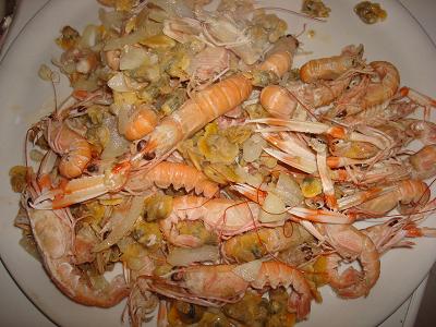 scampi and shells in garlic sauce